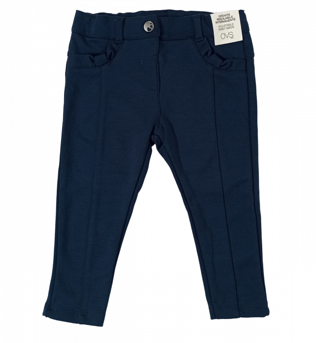 Pantaloni bebelusi, OVS, talies ajustabila, material elastic, Viscoza/poliester/elastan, Bleumarin, 80 CM, 12-18 luni [1]