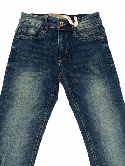 Pantaloni blugi copii, OVS, DENIM slim, talie ajustabila, aspect deteriorat, bumbac, [3]