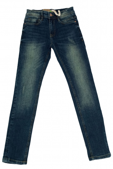 Pantaloni blugi copii, OVS, DENIM slim, talie ajustabila, aspect deteriorat, bumbac, [1]