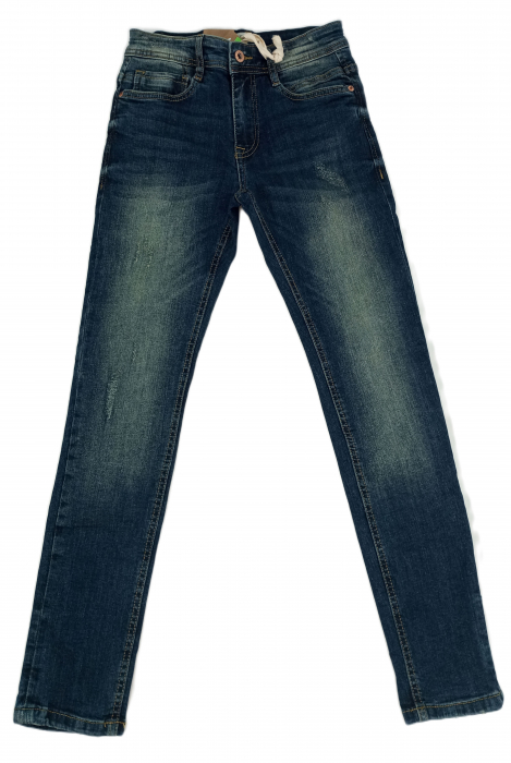 Pantaloni blugi copii, OVS, DENIM slim, talie ajustabila, aspect deteriorat, bumbac, [7]