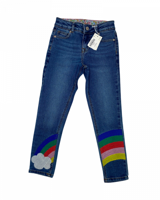 Pantaloni blugi, fete, Mini Boden, curcubeu, Bumbac, Albastru, 128 cm, 8 ani [1]