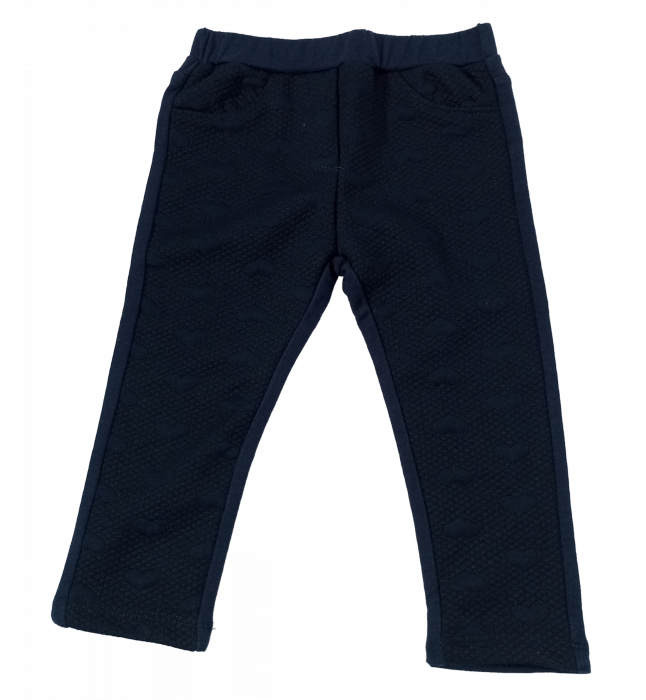 Pantaloni fetite, OVS, model cu inimioare si romburi, Bleumarin, 86 CM, 18-24 luni [2]