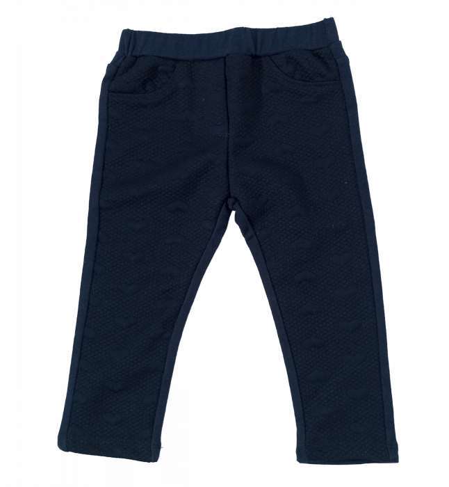Pantaloni fetite, OVS, model cu inimioare si romburi, Bleumarin, 86 CM, 18-24 luni [1]