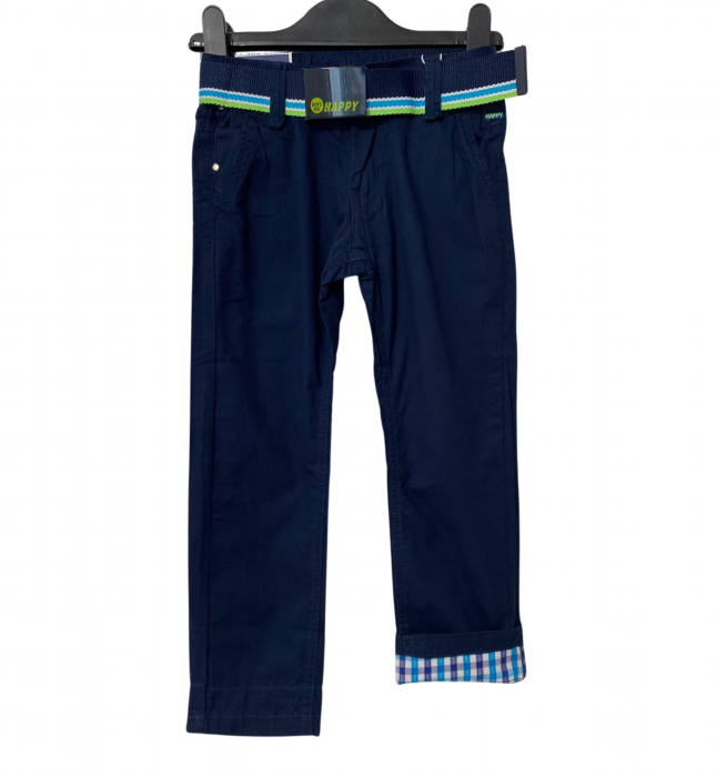 Pantaloni pentru băieți - Slim Fit, Talie Elastică și Curea, Bumbac [2]