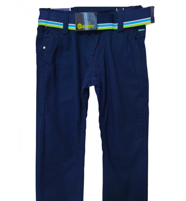 Pantaloni pentru băieți - Slim Fit, Talie Elastică și Curea, Bumbac [5]