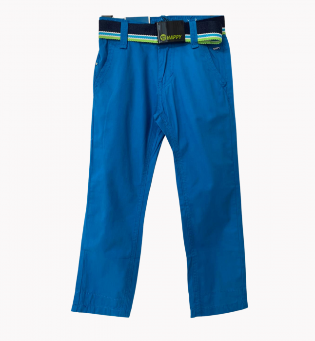 Pantaloni pentru băieți - Slim Fit, Talie Elastică și Curea, Bumbac [2]