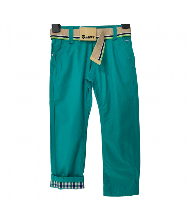 Pantaloni pentru băieți - Slim Fit, Talie Elastică și Curea, Bumbac [6]