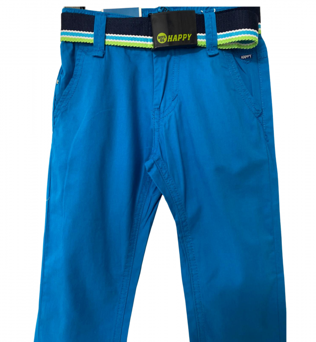 Pantaloni pentru băieți - Slim Fit, Talie Elastică și Curea, Bumbac [5]