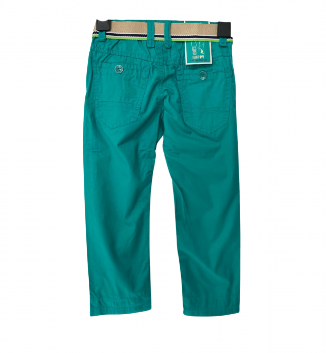 Pantaloni pentru băieți - Slim Fit, Talie Elastică și Curea, Bumbac [2]