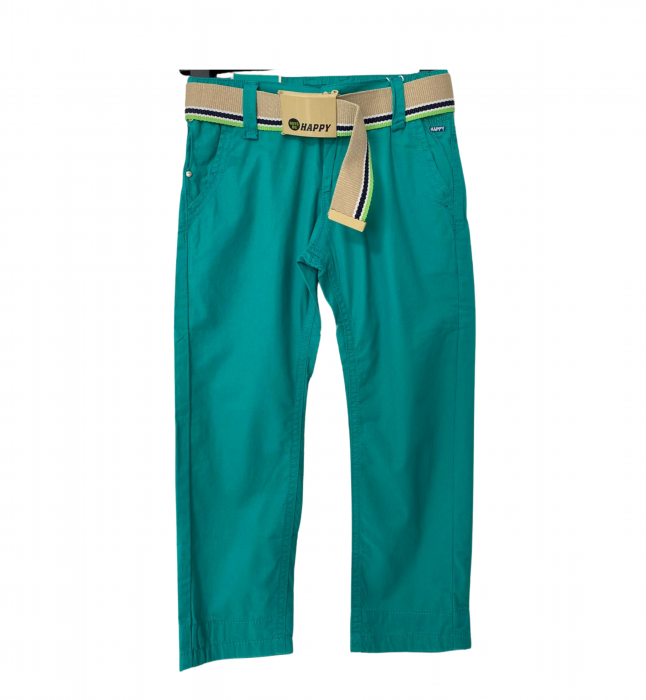 Pantaloni pentru băieți - Slim Fit, Talie Elastică și Curea, Bumbac [4]