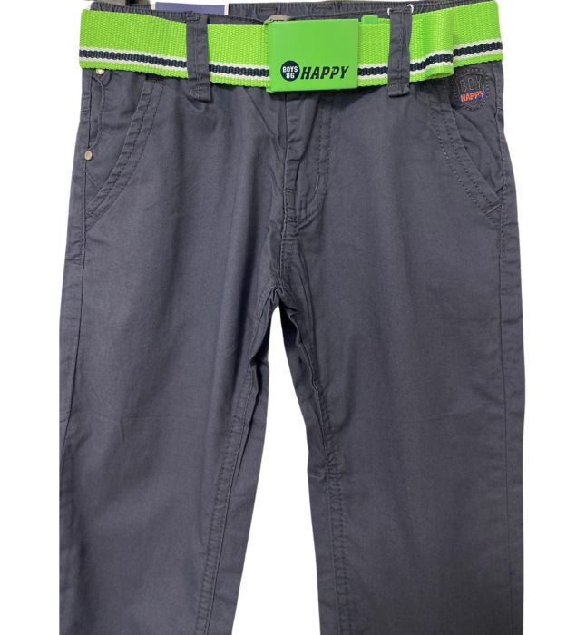 Pantaloni pentru băieți - Slim Fit, Talie Elastică și Curea, Bumbac [3]