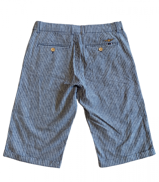 Pantaloni scurti baieti, OVS, model in dungi, Bumbac/lanolina, Albastru/Alb, 164 cm, 13-14 ani [2]