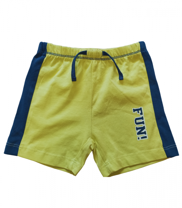 Pantaloni scurti bebelusi, OVS, cu imprimeu, Bumbac, Galben & Albastru, 62 CM, 3-6 luni [1]