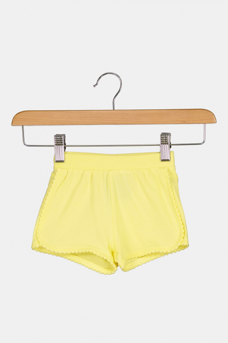 Pantaloni scurti fete, OVS, aplicatie decorativa cusuta, Bumbac organic, Galben, 86 CM, 18-24 luni [1]