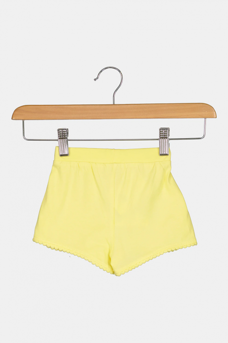 Pantaloni scurti fete, OVS, aplicatie decorativa cusuta, Bumbac organic, Galben, 86 CM, 18-24 luni [2]