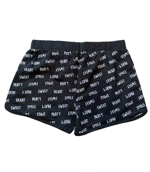 Pantaloni scurti fete, OVS, imprimeu text, Bumbac organic, Negru, 164 CM, 13-14 ani [2]