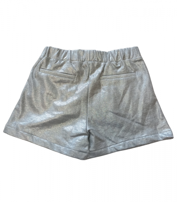 Pantaloni scurti fete, OVS, model stralucitor, Bumbac/Poliester, Argintiu, 140 CM, 9-10 ani [2]