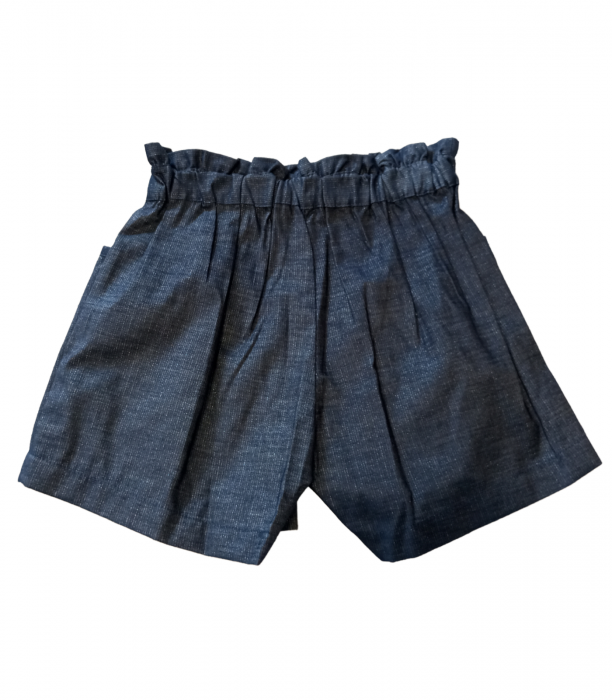 Pantaloni scurti fete, OVS, talie elastica, fir metalic argintiu, Bumbac/Poliester/Fibra metalica, Bleumarin, 122 CM, 6-7 ani [2]