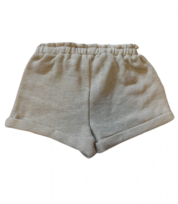 Pantaloni scurti fete, OVS, talie elastica, fir metalic auriu, Bumbac/Poliester/Fibra metalica, Crem, 110 CM, 4-5 ani [2]