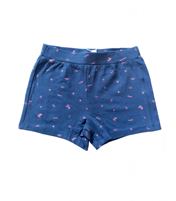 Pantaloni scurti fetite, OVS, imprimeu, bumbac organic, Bleumarin, 80 CM, 12-18 luni [1]
