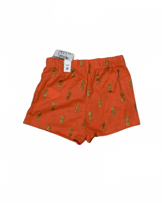 Pantaloni scurti fete, The Children's PLACE, ananas cu glitter, Bumbac/poliester, Portocaliu, 92-98 CM, 3 ani [2]