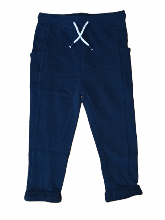 Pantaloni sport copii, OVS, bumbac organic, talie elastica si snur, Bleumarin, 86 CM, 18-24 luni [1]