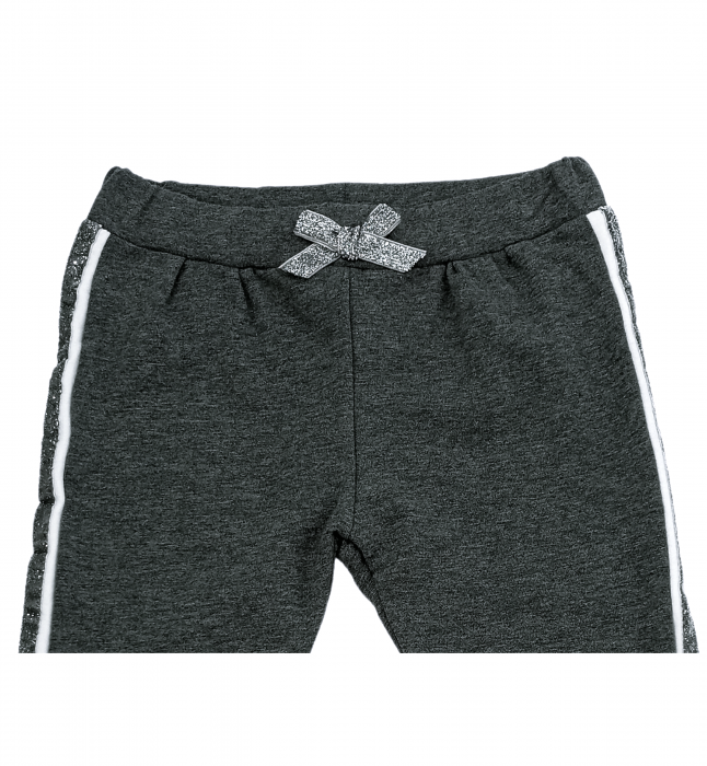 Pantaloni sport fete, OVS, dungi cu sclipici, funda, Bumbac, Negru, 92 CM, 2-3 ani [2]