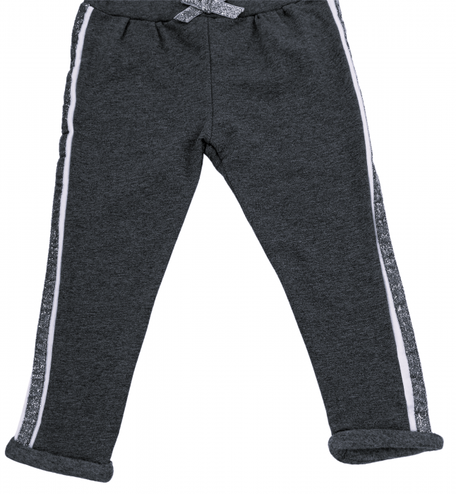 Pantaloni sport fete, OVS, dungi cu sclipici, funda, Bumbac, Negru, 92 CM, 2-3 ani [3]