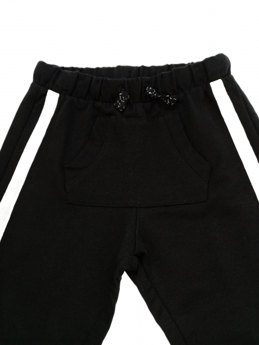 Pantaloni sport pentru fete, OVS, dungi cu sclipici, talie elastica, Negru, 98 CM, 2-3 ani [2]