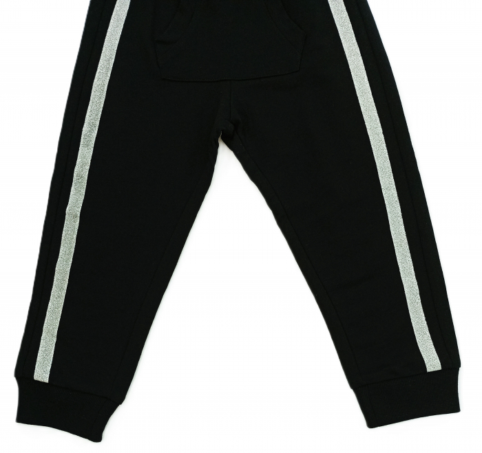 Pantaloni sport pentru fete, OVS, dungi cu sclipici, talie elastica, Negru, 98 CM, 2-3 ani [3]