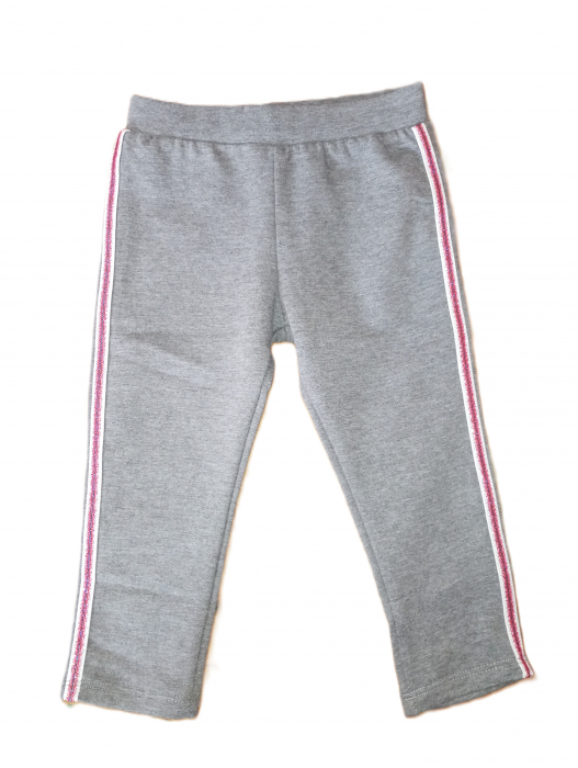 Pantaloni sport fetite, OVS, dungi contrastante, material flausat, Bumbac, Gri, 80 CM, 12-18 luni [5]