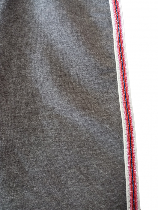 Pantaloni sport fetite, OVS, dungi contrastante, material flausat, Bumbac, Gri, 80 CM, 12-18 luni [4]