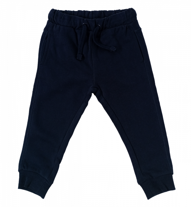 Pantaloni sport flausati baieti, OVS, talie elastica cu snur, Bumbac, Bleumarin, 80 CM, 12-18 luni [2]