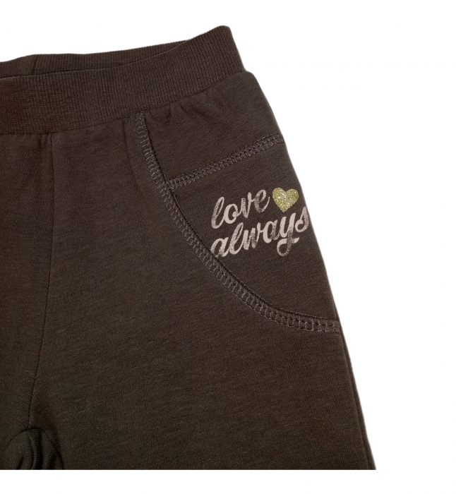 Pantaloni sport flausati fete, OVS, Love always, Bumbac, 7-8 ani [2]