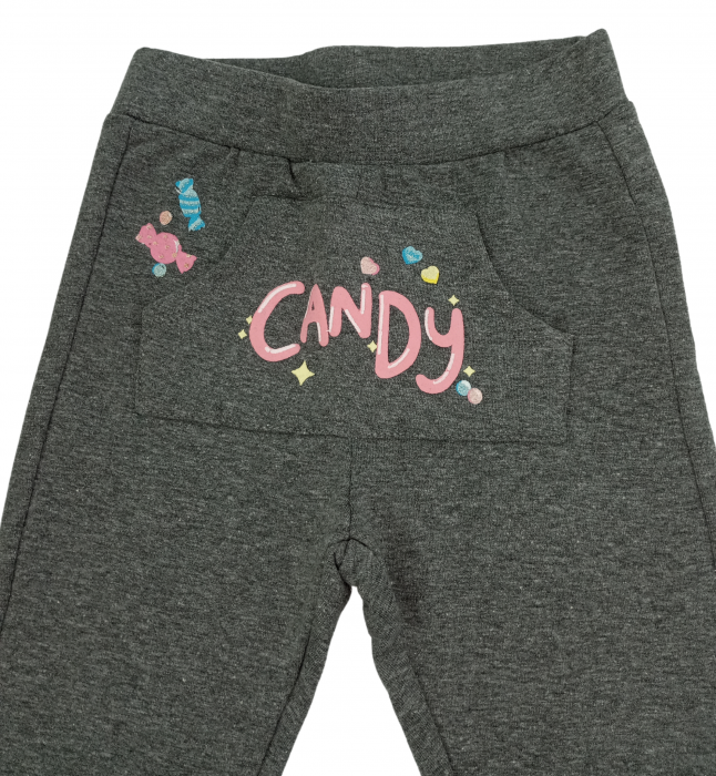 Pantaloni sport pentru fetite, OVS, Candy, Bumbac organic, Gri, 80 CM, 12-18 luni [2]