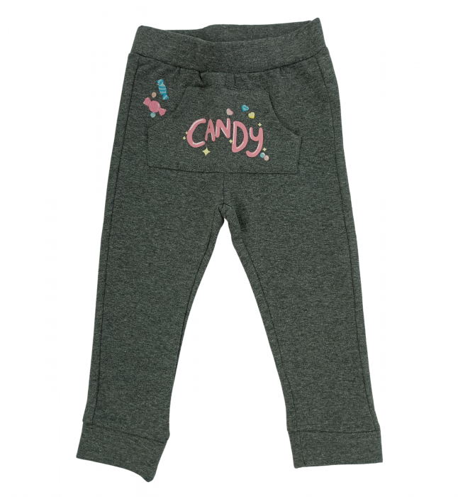 Pantaloni sport pentru fetite, OVS, Candy, Bumbac organic, Gri, 80 CM, 12-18 luni [1]