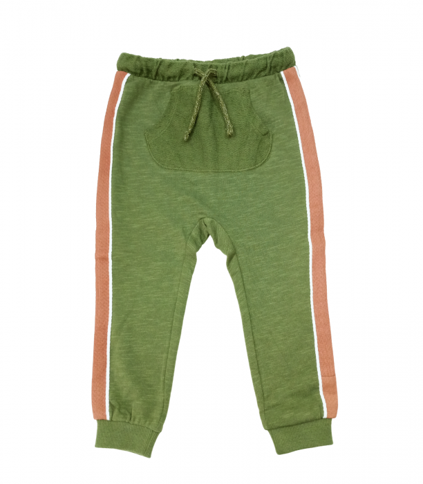 Pantaloni trening copii, OVS, talie elastica si snur, Bumbac organic, Kaki, 86 CM, 18-24 luni [1]