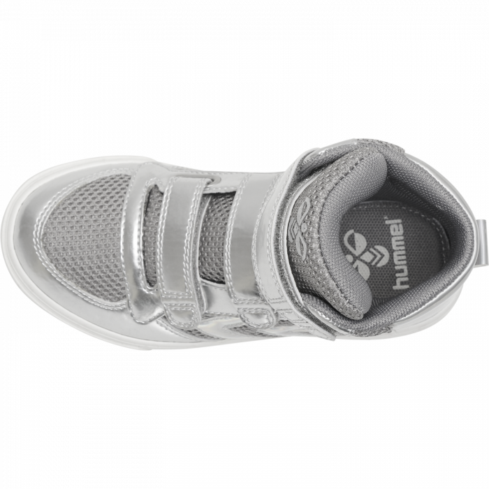 Pantofi copii HI-TOP cu plasa superioara si inchidere velcro , Hummel, STADIL Glitter JR, Alloy , Argintiu, 37 EU [6]