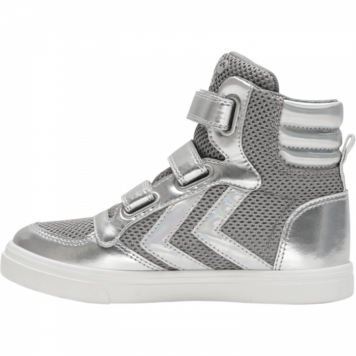 Pantofi copii HI-TOP cu plasa superioara si inchidere velcro , Hummel, STADIL Glitter JR, Alloy , Argintiu, 37 EU [5]
