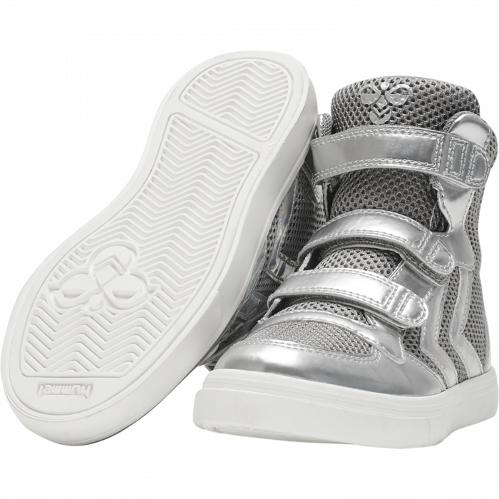 Pantofi copii HI-TOP cu plasa superioara si inchidere velcro , Hummel, STADIL Glitter JR, Alloy , Argintiu, 37 EU [2]