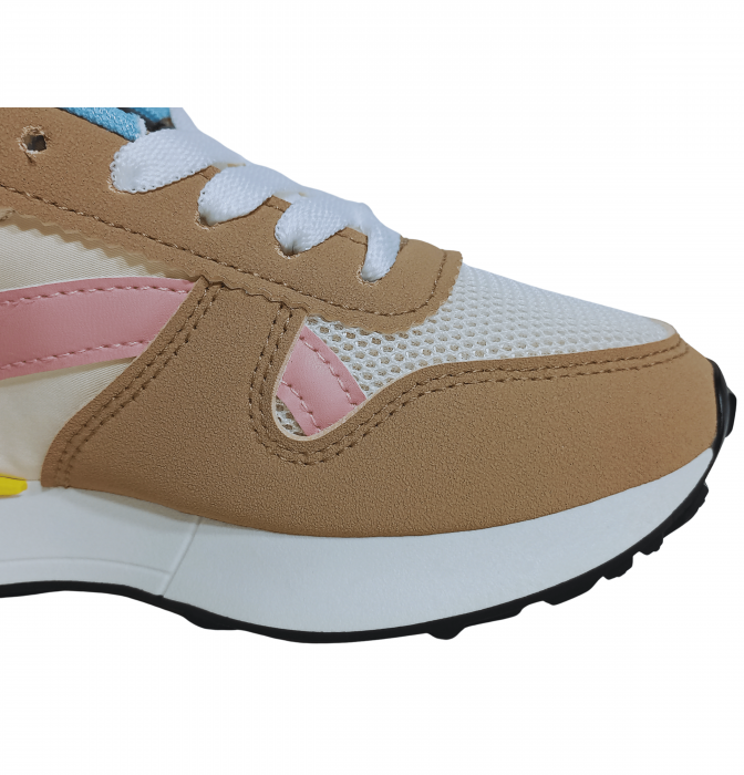 Pantofi sport copii, Poti Pati, Brown front lace, piele ecologica, [5]