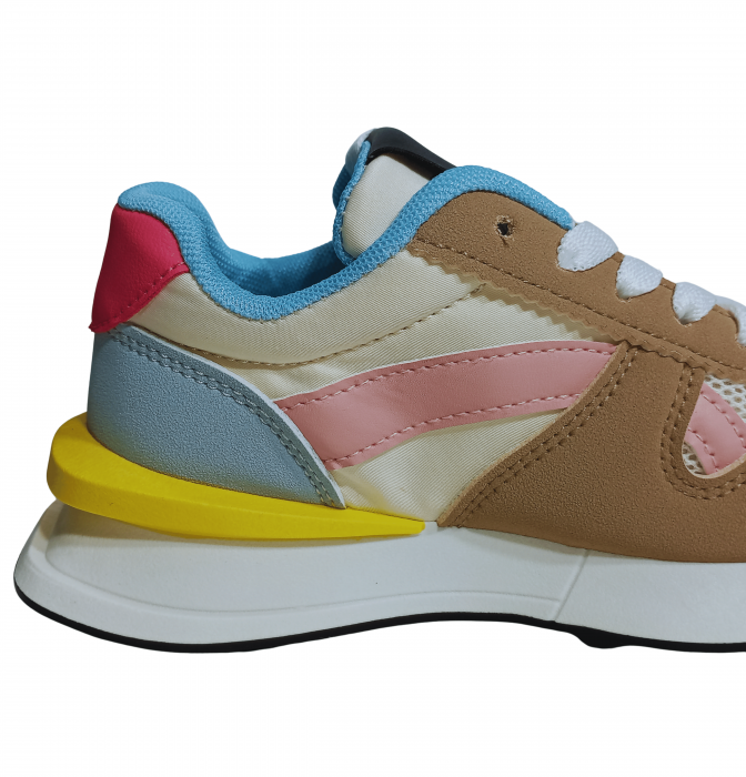 Pantofi sport copii, Poti Pati, Brown front lace, piele ecologica, [6]