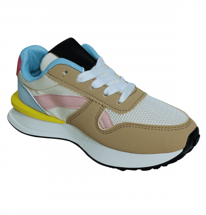 Pantofi sport copii, Poti Pati, Brown front lace, piele ecologica, [4]