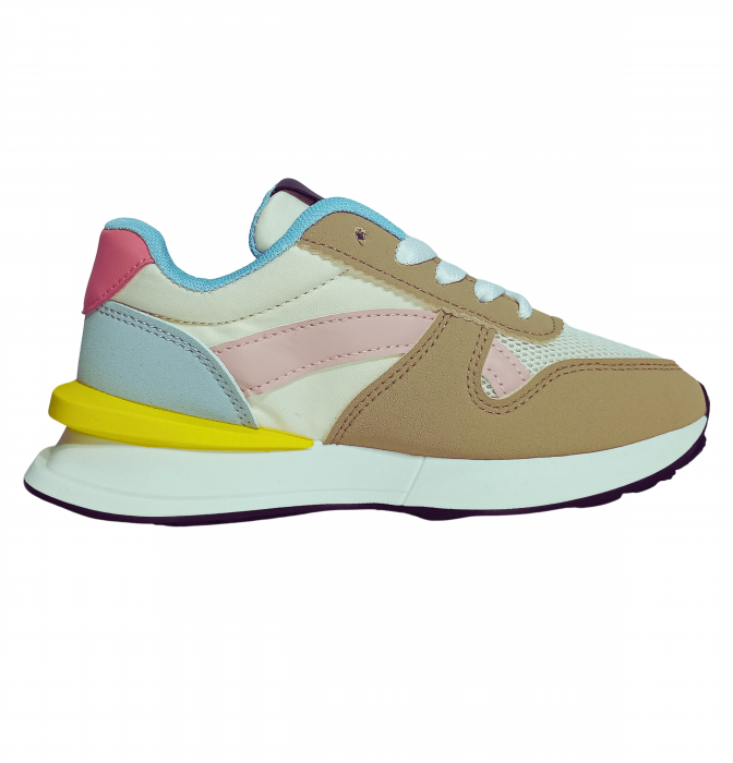 Pantofi sport copii, Poti Pati, Brown front lace, piele ecologica, [3]