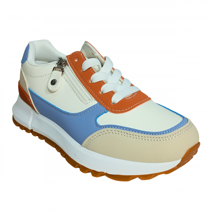 Pantofi sport copii, Poti Pati, Purple lines Zipper, piele ecologica, [4]