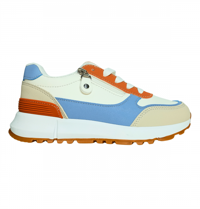 Pantofi sport copii, Poti Pati, Purple lines Zipper, piele ecologica, [2]