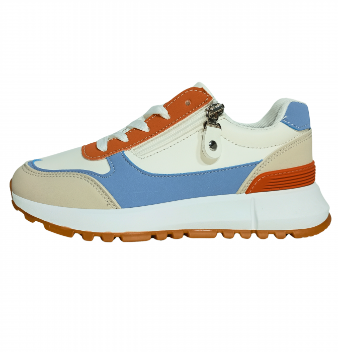Pantofi sport copii, Poti Pati, Purple lines Zipper, piele ecologica, [9]