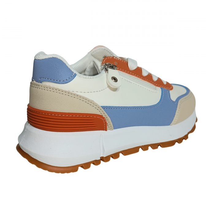 Pantofi sport copii, Poti Pati, Purple lines Zipper, piele ecologica, [7]