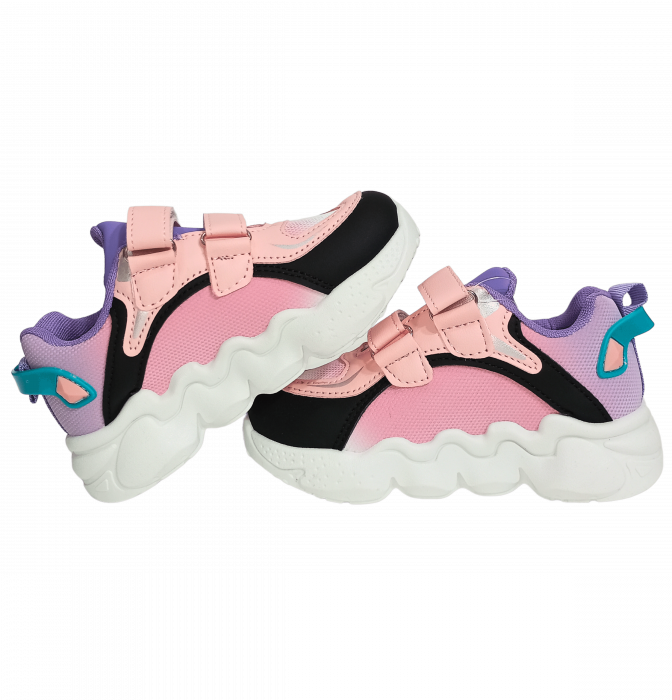 Pantofi sport fete, Mikelo Shoes, Colourful pinkish, material ecologic, [14]