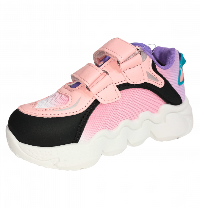 Pantofi sport fete, Mikelo Shoes, Colourful pinkish, material ecologic, [9]